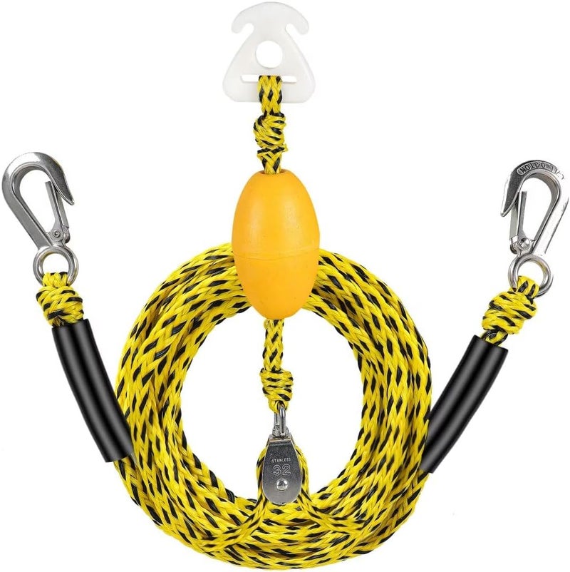 perixir Heavy Duty Boat Tow Harness for Tubing, Water Sports Tow Rope for Boat Towables & Tubes, Self Centering Tow Harness Line with Clip Quick Connector & Stainless Steel Hooks - Image 1